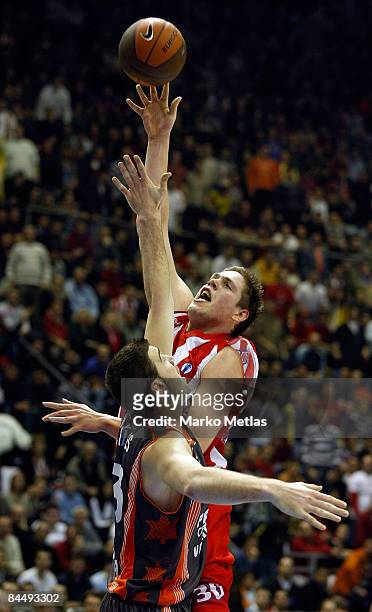 Vladimir Stimac of Red Star in action during the Eurocup Basketball Last 16 Game 1 match between Red Star Belgrade v Pamesa Valencia on January 27,...