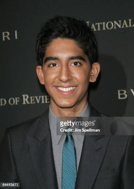 Actor Dev Patel attends the 2008 National Board of Review of Motion Pictures Awards Gala at Cipriani's 42nd Street on January 14, 2009 in New York...