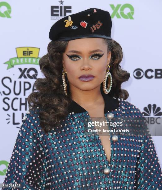 Singer Andra Day attends XQ Super School Live at The Barker Hanger on September 8, 2017 in Santa Monica, California.