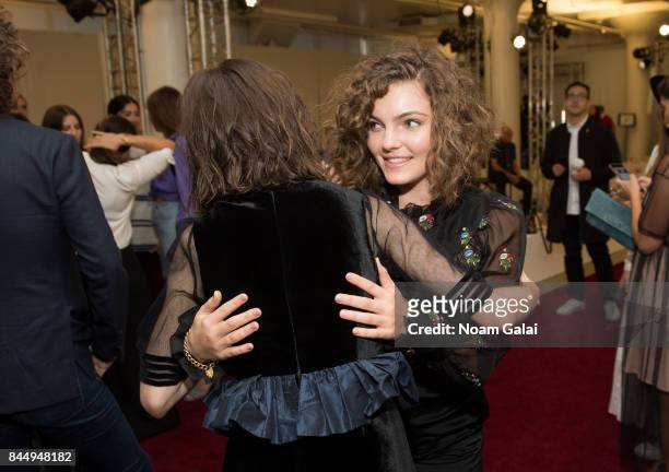 Camren Bicondova and Natalia Dyer attend the Jill Stuart fashion show during New York Fashion Week on September 9, 2017 in New York City.