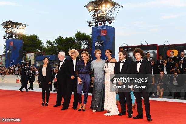 Venezia 74' jury members Ildiko Enyedi, David Stratton, Yonfan, Jasmine Trinca, president Annette Bening, members Anna Mouglalis, Edgar Wright and...