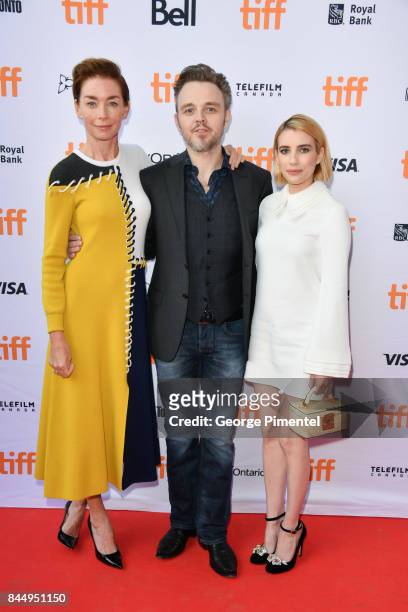 Julianne Nicholson, Matthew Newton and Emma Roberts attend the 'Who We Are Now' premiere during the 2017 Toronto International Film Festival at...