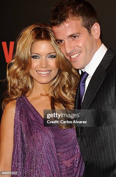 Real Madrid football player Rafael Van der Vaart and his wife Sylvie attend "Valkyrie" Madrid Premiere on at the Teatro Real January 27, 2009 in...