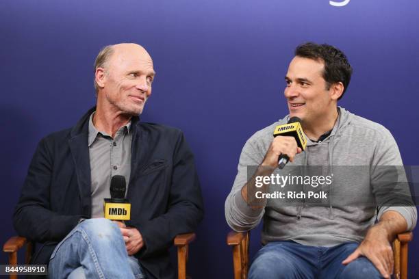 Actor Ed Harris and director Mark Raso of 'Kodachrome' attend The IMDb Studio Hosted By The Visa Infinite Lounge at The 2017 Toronto International...