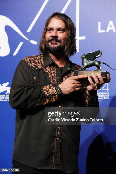 Warwick Thornton poses with the Special Jury Prize Award for 'Sweet Country' at the Award Winners photocall during the 74th Venice Film Festival at...