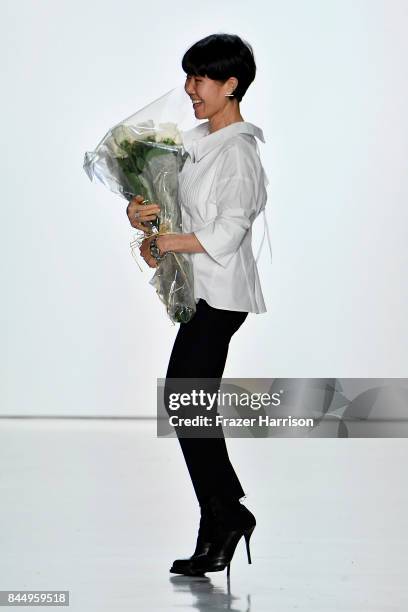 Designer Son Jung Wan walks the runway at the Son Jung Wan fashion show during New York Fashion Week: The Shows at Gallery 3, Skylight Clarkson Sq on...