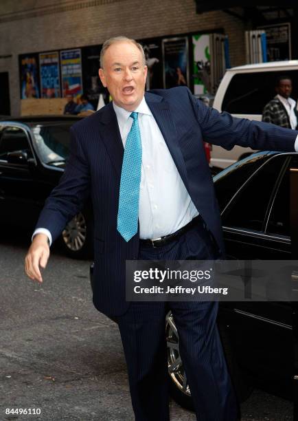 Television personality Bill O'Reilly visits "Late Show with David Letterman" at the Ed Sullivan Theater on October 27, 2008 in New York City.