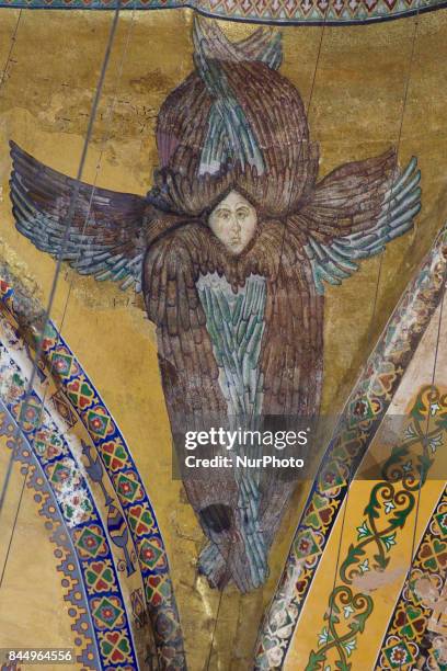 Mural depicting the Angel Seraphim at Hagia Sophia. Istanbul, Turkey, 01 September 2017