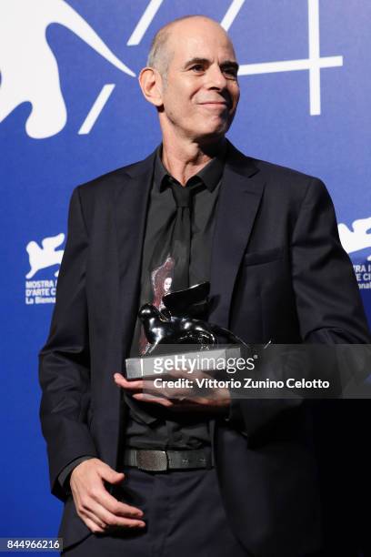 Samuel Maoz poses with the Silver Lion - Grand Jury Prize Award for 'Foxtrot' at the Award Winners photocall during the 74th Venice Film Festival at...