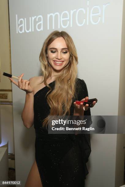 Suki Waterhouse poses with Laura Mercier at Harper's BAZAAR Celebration of "ICONS By Carine Roitfeld" at The Plaza Hotel presented by Infor, Laura...