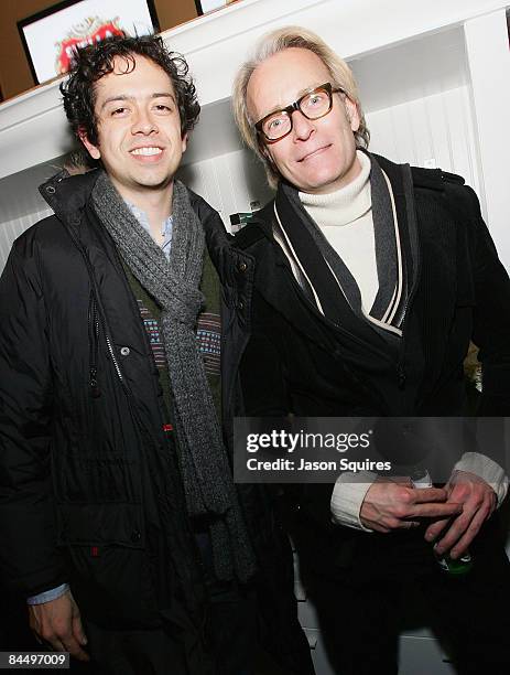 Actor Geoffrey Arend and David Aldea at the "500 Days of Summer" Party at the EW Lodge on January 17, 2009 in Park City, Utah.