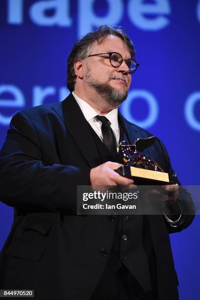 Guillermo del Toro receives the Golden Lion for Best Film Award for 'The Shape Of Water' during the Award Ceremony of the 74th Venice Film Festival...