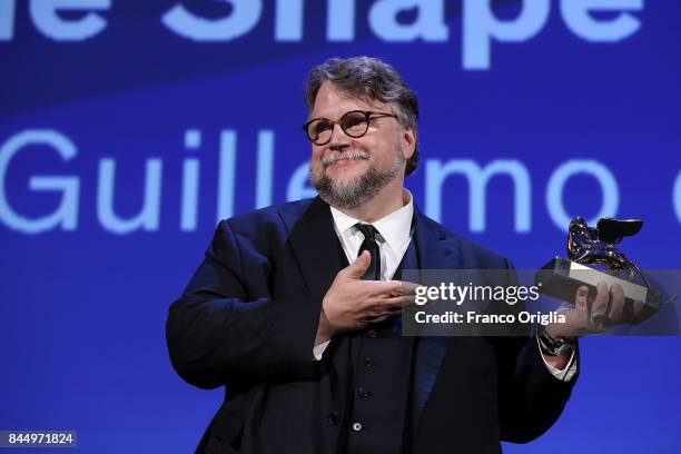 Guillermo del Toro receives the Golden Lion for Best Film Award for 'The Shape Of Water' during the Award Ceremony of the 74th Venice Film Festival...