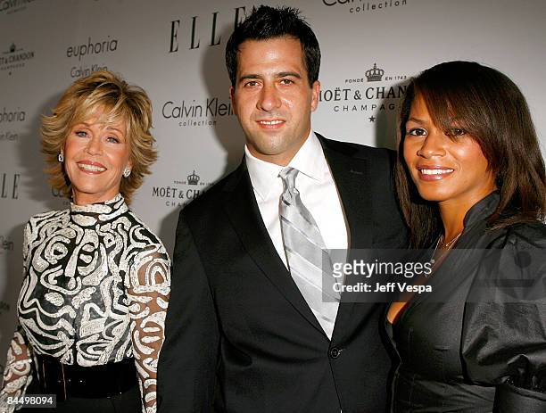 Actress Jane Fonda, son Troy Garity and wife Simone Bent arrive to ELLE Magazine's 15th Annual Women in Hollywood Tribute held at The Four Seasons on...