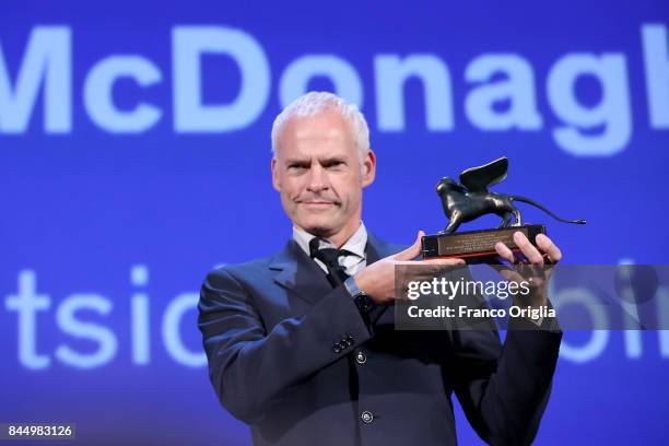 Martin McDonagh receives the Best Screenplay Award for 'Three Billboards Outside Ebbing, Missouri' during the Award Ceremony of the 74th Venice Film...