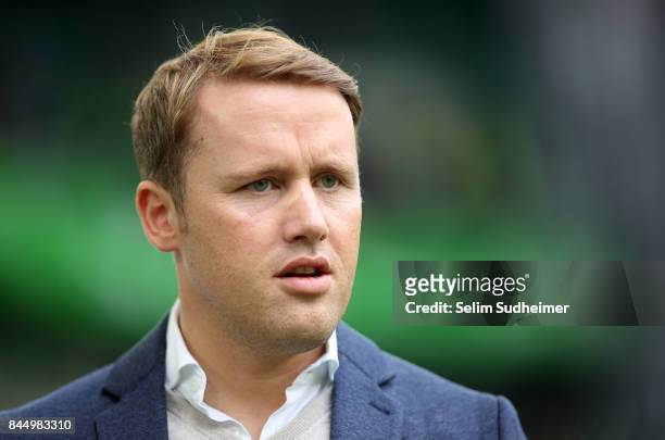 Team manager Olaf Rebbe of VfL Wolfsburg looks on prior to the Bundesliga match between VfL Wolfsburg and Hannover 96 at Volkswagen Arena on...