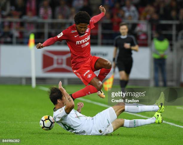 Xxx FC Spartak Moscow vies for the ball with xxx of FC Rubin Kazan during the Russian Premier League match between FC Spartak Moscow and FC Rubin...