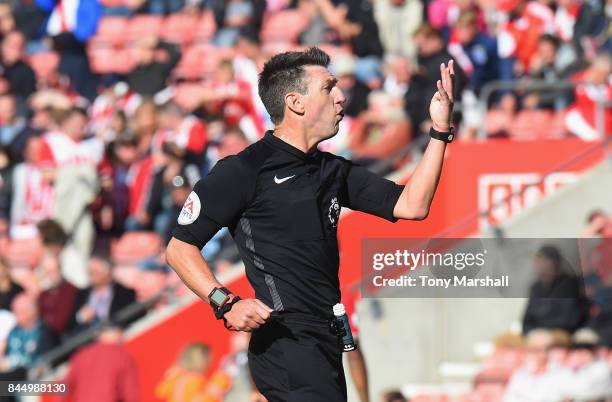 Referee Lee Probert during the Premier League match between Southampton and Watford at St Mary's Stadium on September 9, 2017 in Southampton, England.