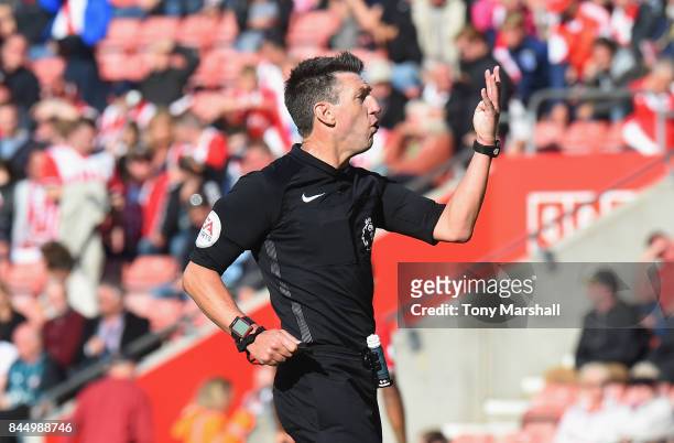 Referee Lee Probert during the Premier League match between Southampton and Watford at St Mary's Stadium on September 9, 2017 in Southampton, England.