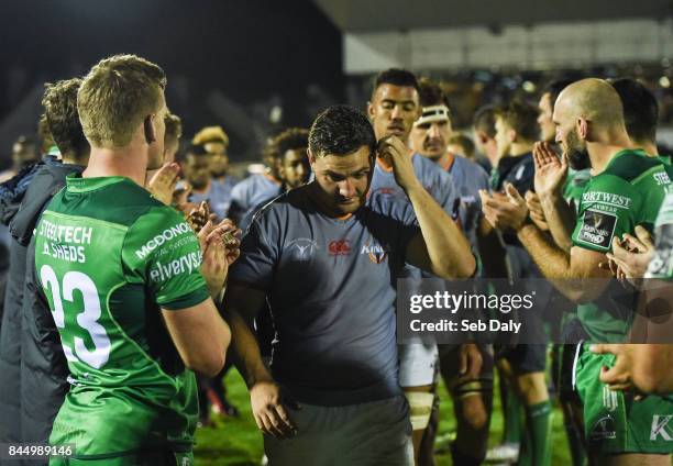 Galway , Ireland - 9 September 2017; Southern Kings captain Michael Willemse leads his team from the field following their defeat during the Guinness...