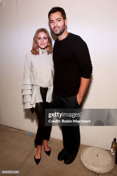 Olivia Palermo and designer Jonathan Simkhai pose backstage at the Jonathan Simkhai fashion show during New York Fashion Week: The Shows at Gallery...