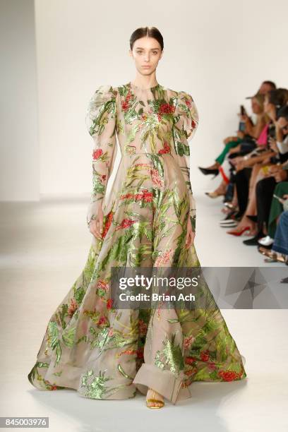 Model walks the runway at the Christian Siriano fashion show during New York Fashion Week: The Shows at Pier 59 on September 9, 2017 in New York City.