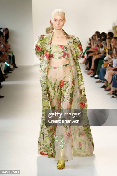 Model walks the runway at the Christian Siriano fashion show during New York Fashion Week: The Shows at Pier 59 on September 9, 2017 in New York City.