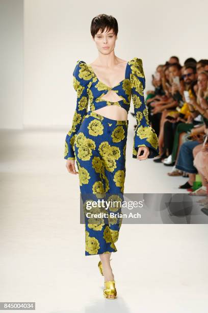 Coco Rocha walks the runway at the Christian Siriano fashion show during New York Fashion Week: The Shows at Pier 59 on September 9, 2017 in New York...