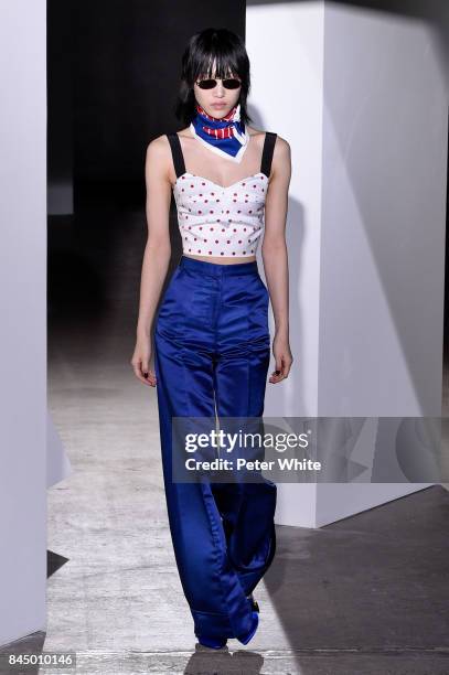 Sora Choi walks the runway at the Self-Portrait Spring Summer 2018 Front Row during New York Fashion Week on September 9, 2017 in New York City.