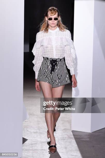 Model walks the runway at the Self-Portrait Spring Summer 2018 Front Row during New York Fashion Week on September 9, 2017 in New York City.