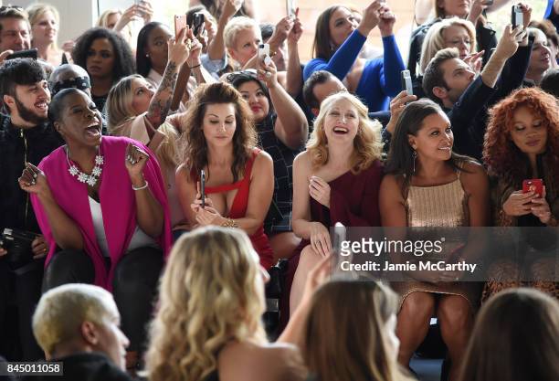 Leslie Jones, Gina Gershon, Patricia Clarkson, Vanessa Williams and Jillian Hervey attend the Christian Siriano fashion show during New York Fashion...