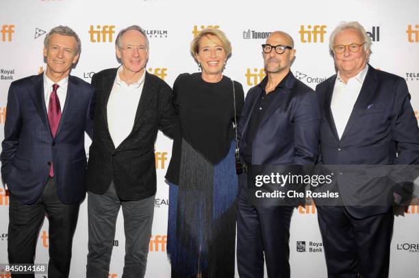 Producer Duncan Kenworthy, Author Ian McEwan, Actress Emma Thompson, Actor Stanley Tucci and Director Richard Eyre arrives at The Elgin on September...