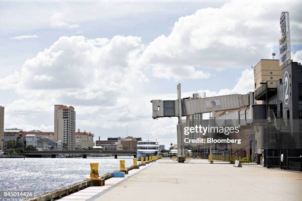 Elevated walkways stand at the Port Tampa Bay cruise terminal ahead of Hurricane Irma in Tampa, Florida, U.S., on Saturday, Sept. 9, 2017....