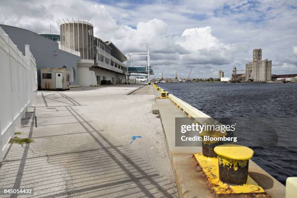 The Port Tampa Bay cruise terminal stands empty ahead of Hurricane Irma in Tampa, Florida, U.S., on Saturday, Sept. 9, 2017. Hurricane Irma shifted...