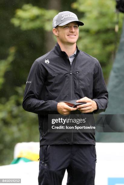 Morgan Hoffmann, of the United States, during the third round of the Dell Technologies Championship on September 3 at TPC Boston in Norton,...