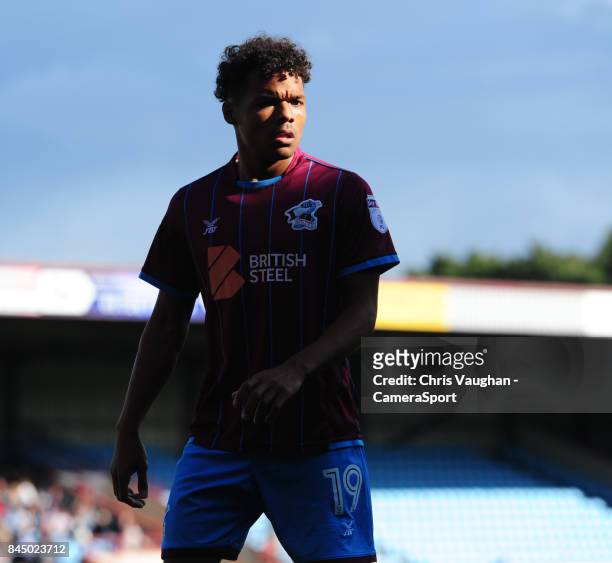 Scunthorpe United's Duane Holmes during the Sky Bet League One match between Scunthorpe United and Blackpool at Glanford Park on September 9, 2017 in...