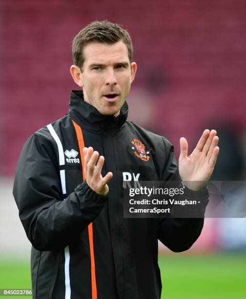 Blackpool's first team coach Richie Kyle during the pre-match warm-up prior to the Sky Bet League One match between Scunthorpe United and Blackpool...