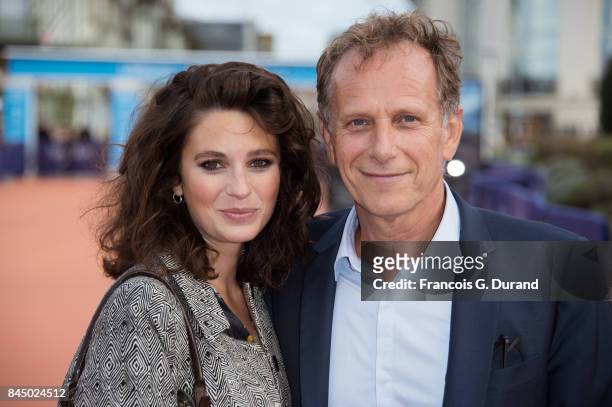 Actors Pauline Cheviller and Charles Berling arrive at the closing ceremony of the 43rd Deauville American Film Festival on September 9, 2017 in...