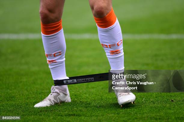 Blackpool players during the pre-match warm-up prior to the Sky Bet League One match between Scunthorpe United and Blackpool at Glanford Park on...