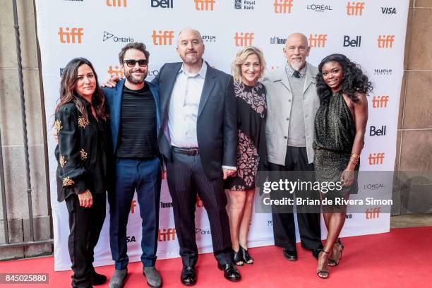 Actors Pamela Adlon, Charlie Day, Louis C.K., Edie Falco, John Malcovich, and Ebonee Noel attend the "I Love You, Daddy" premiere during the 2017...