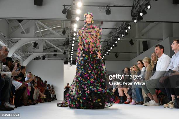 Model walks the runway at the Christian Siriano fashion show during New York Fashion Week: The Shows at Pier 59 on September 9, 2017 in New York City.