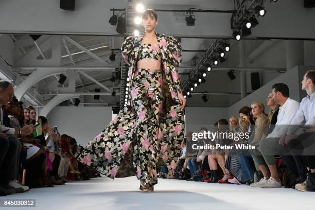 Model walks the runway at the Christian Siriano fashion show during New York Fashion Week: The Shows at Pier 59 on September 9, 2017 in New York City.