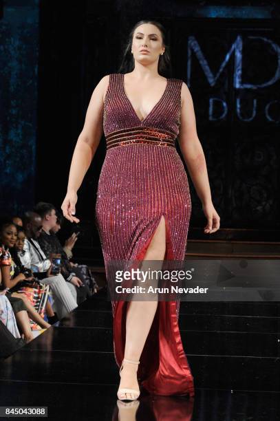 Model Arissa Seagal walks the runway for Mac Duggal at New York Fashion Week NYFW Art Hearts Fashion at The Angel Orensanz Foundation on September 9,...