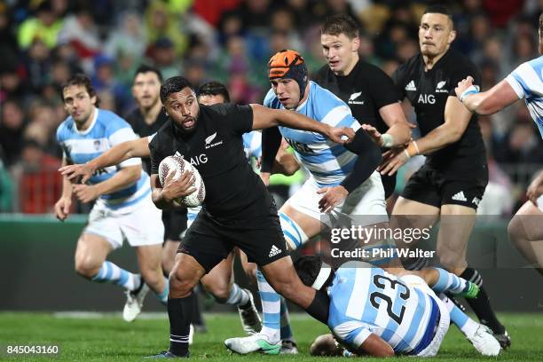 Lima Sopoaga of the All Blacks during The Rugby Championship match between the New Zealand All Blacks and Argentina at Yarrow Stadium on September 9,...