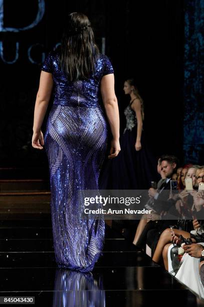 Model Arissa Seagal walks the runway for Mac Duggal at New York Fashion Week NYFW Art Hearts Fashion at The Angel Orensanz Foundation on September 9,...