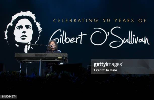 Gilbert O'Sullivan performs on stage at The Last Night of the Proms at Royal Albert Hall on September 9, 2017 in London, England.