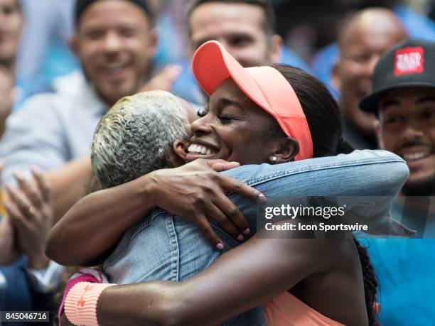 Sloan Stephens embraces her mother Sybil Smith after winning the US Open Women's Singles title on September 9 at the USTA Billie Jean King National...