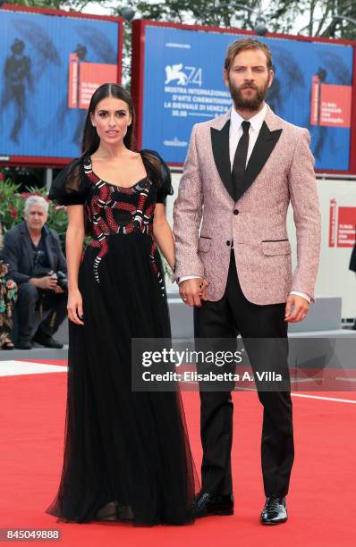Roberta Pitrone and Alessandro Borghi arrive at the Award Ceremony of the 74th Venice Film Festival at Sala Grande on September 9, 2017 in Venice,...