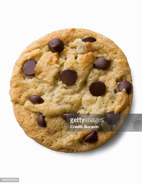 single chocolate chip cookie - cookie stock pictures, royalty-free photos & images