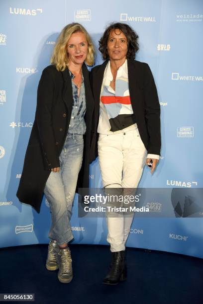 Ulrike Folkerts and her girlfriend Katharina Schnitzler attend the 'Gabo: Fame presented by Lumas' Exhibition Opening at Humboldt-Box on September 9,...